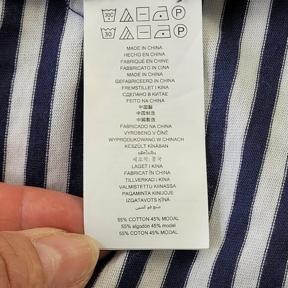 Michael Kors Woman’s Navy Blue white stripes lace up neckline tunic tee shirt 1X - Picture 8 of 11